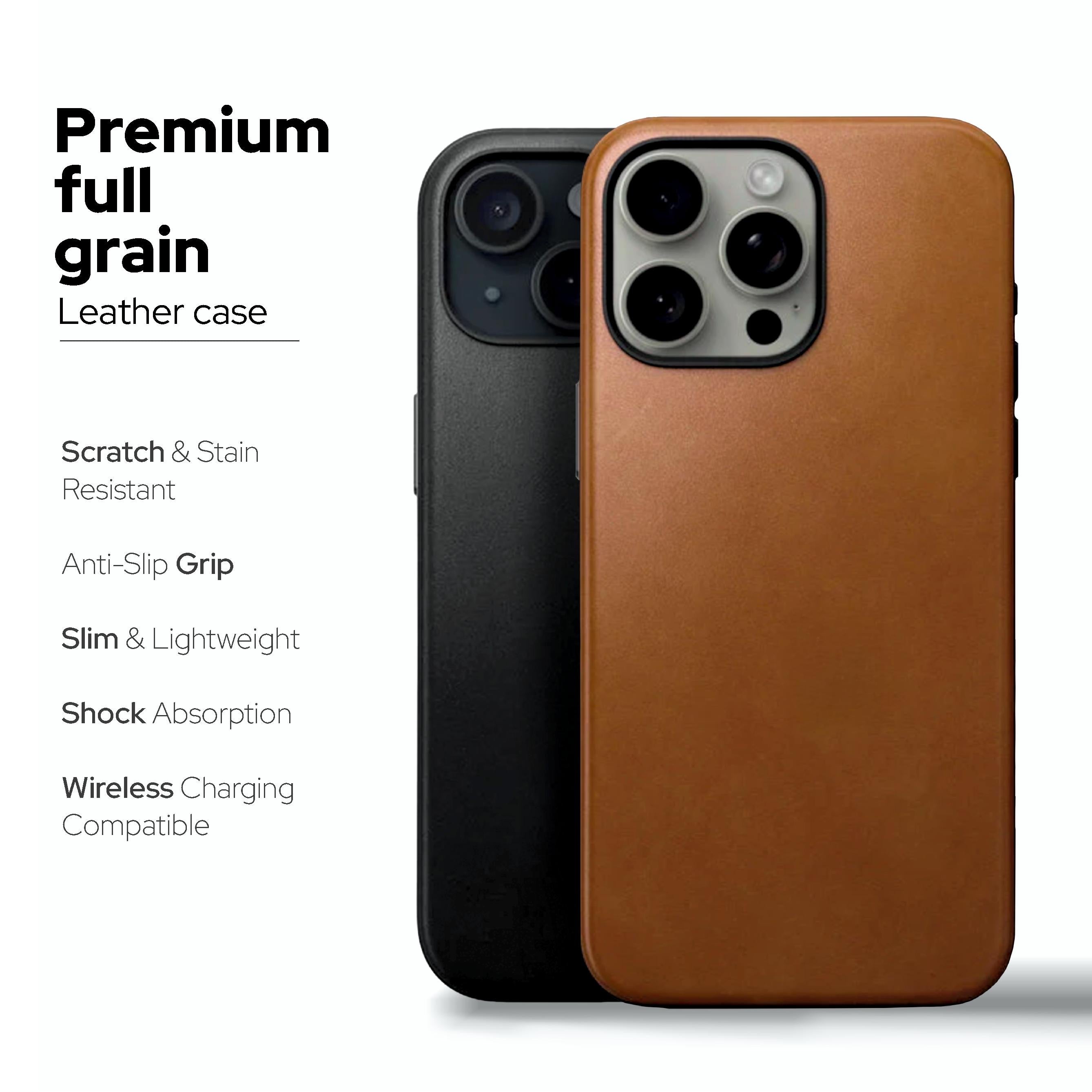 iPhone 16 Series - Premium Full Grain Leather Case for iPhone