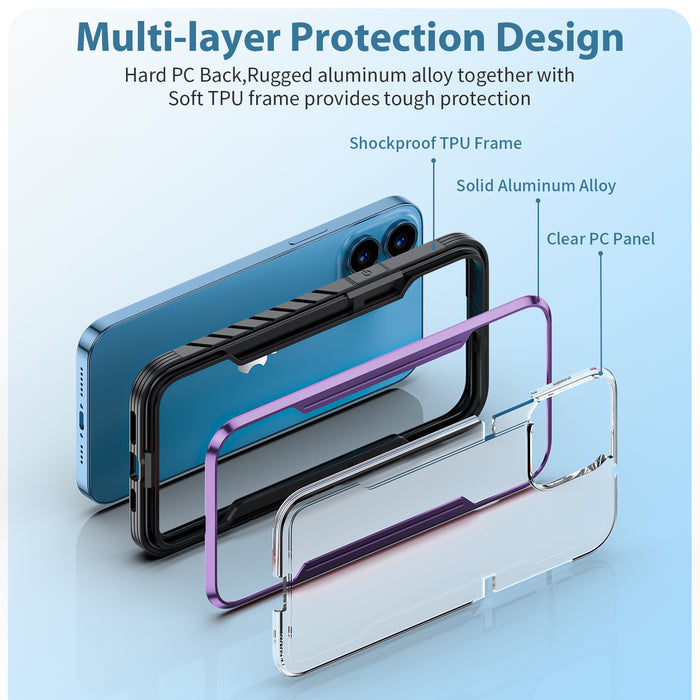 iPhone 14 Series- Iridescent Defence Shield Metal Cover | Military Grade Protection