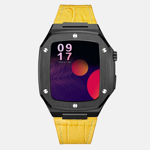 44MM Black Luxury Edition iWatch Case: Leather Strap