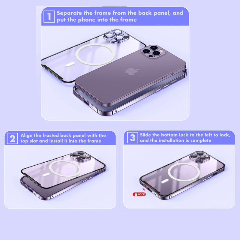 iPhone 14 Series : Metal Upgraded Lock MagSafe Cover with Camera Lens Protector