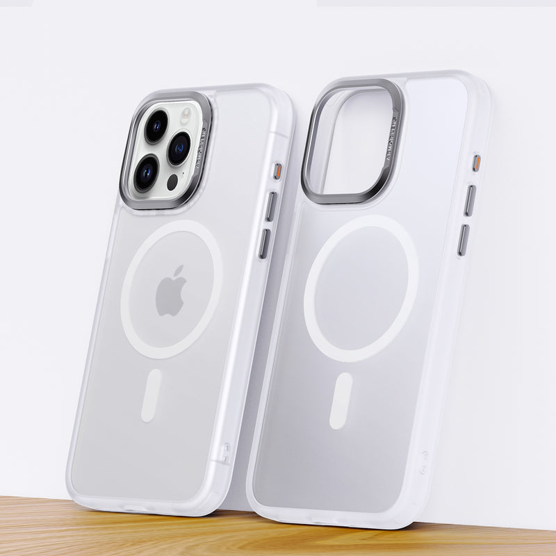 iPhone 15 Series : Frosted Matte MagSafe Case with Armor Metal Camera Lens