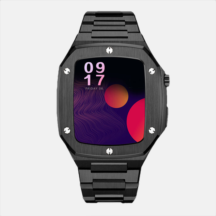 44MM Black Luxury Edition iWatch Case: Stainless Steel Strap