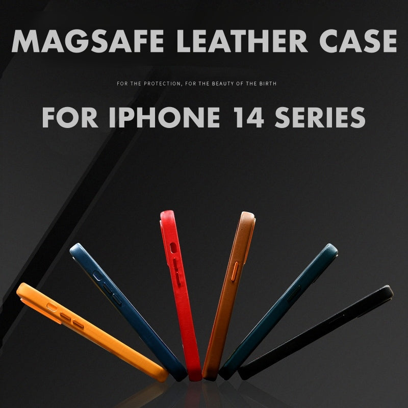iPhone 14 Series Cover- Genuine Leather Case with Mag-Safe