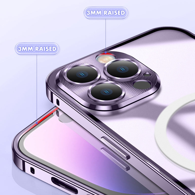 iPhone 14 Series : Metal Upgraded Lock MagSafe Cover with Camera Lens Protector