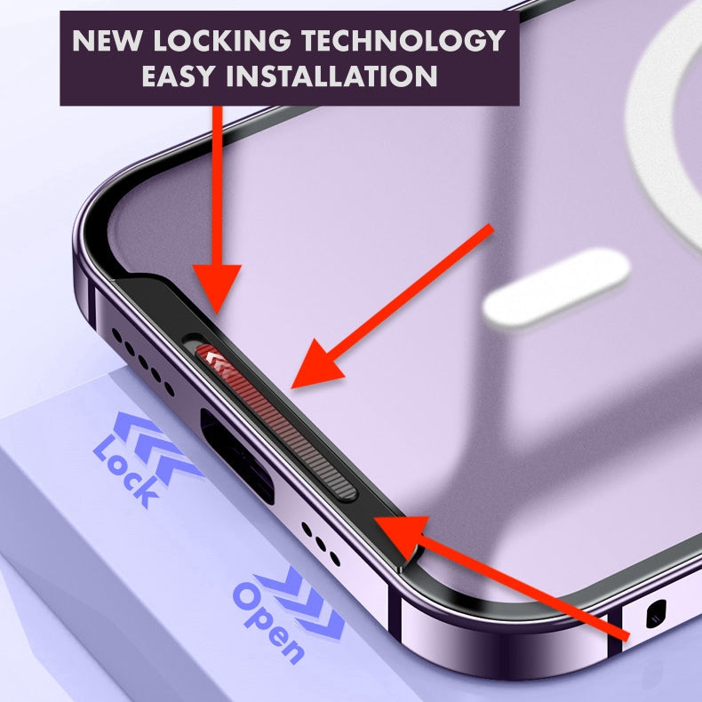 iPhone 14 Series : Metal Upgraded Lock MagSafe Cover with Camera Lens Protector