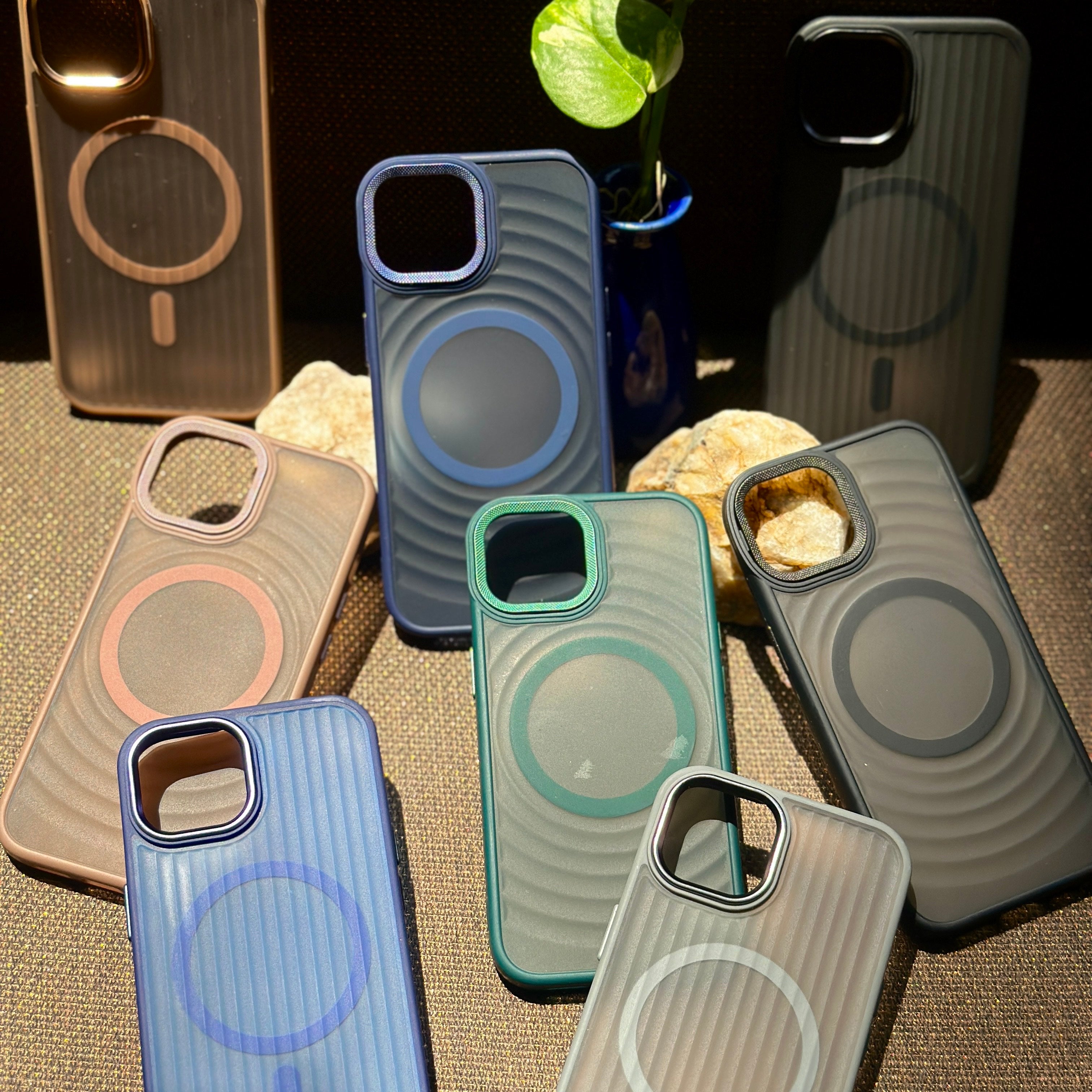 Frosted Semi Translucent Circular Design MagSafe Compatible