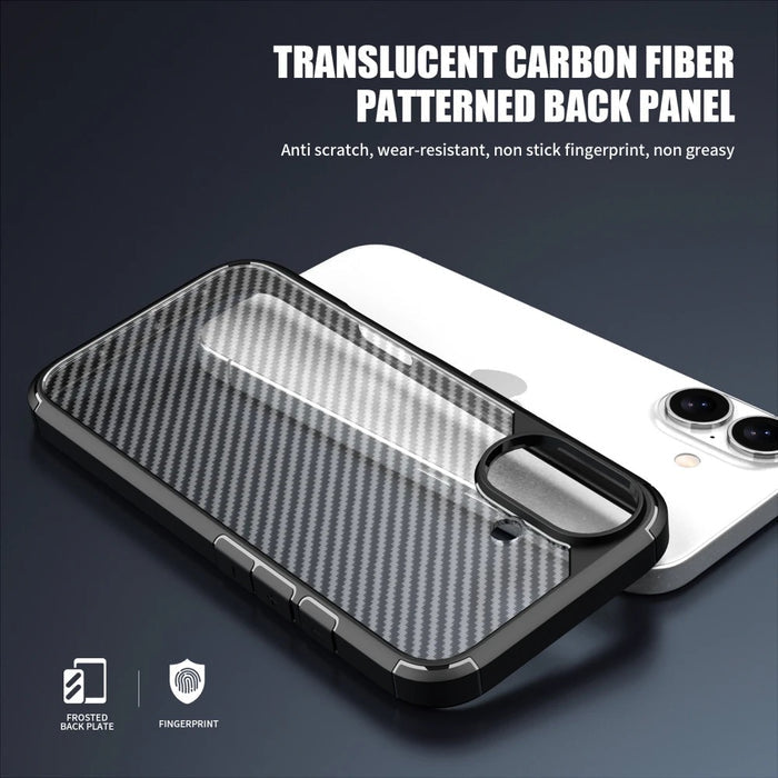 iPhone 16 Series : Carbon Fiber Texture Shockproof & Rugged Cover