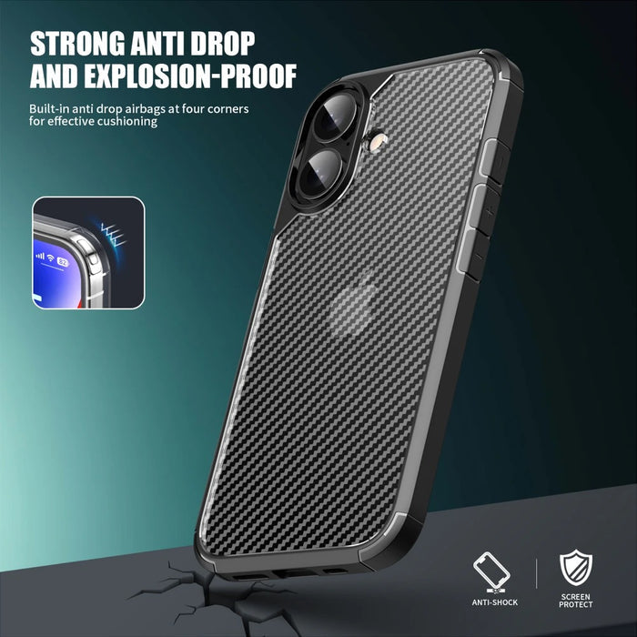 iPhone 16 Series : Carbon Fiber Texture Shockproof & Rugged Cover