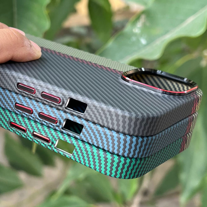 iPhone 15 Series: Real Aramid Carbon Fiber Three Color Case