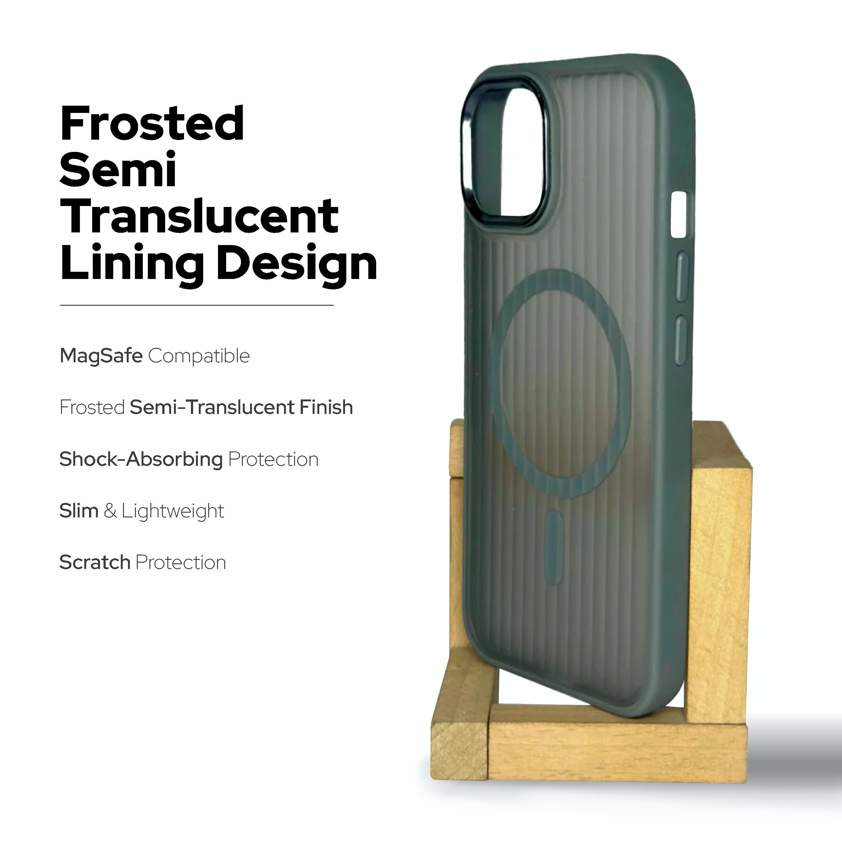 Frosted Semi Translucent Lining Design- MagSafe Compatible for iPhones