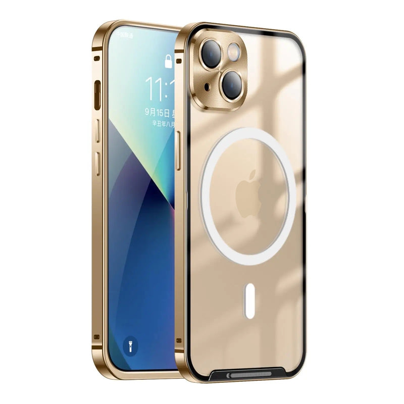 iPhone 14 Series : Metal Upgraded Lock MagSafe Cover with Camera Lens Protector